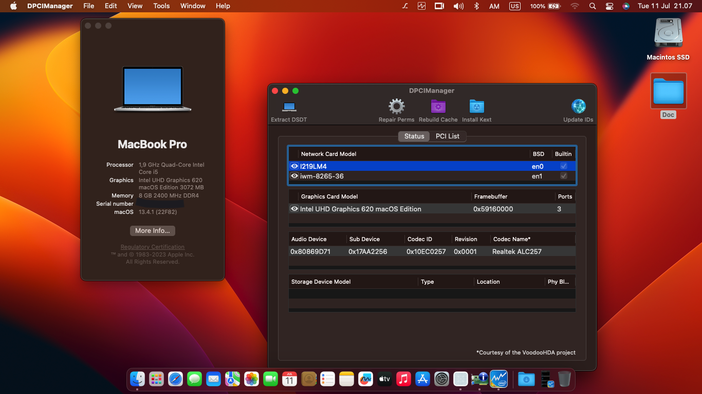 Success Hackintosh macOS Ventura 13.4.1 Build 22F82 in Lenovo Thinkpad X280